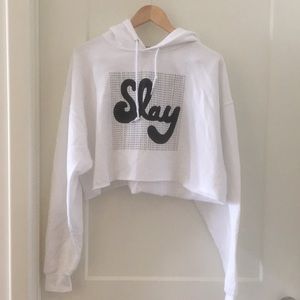 Super crop hoodie sweatshirt